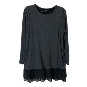 Kensie Black Gray Tiered Ruffle Tunic Dress